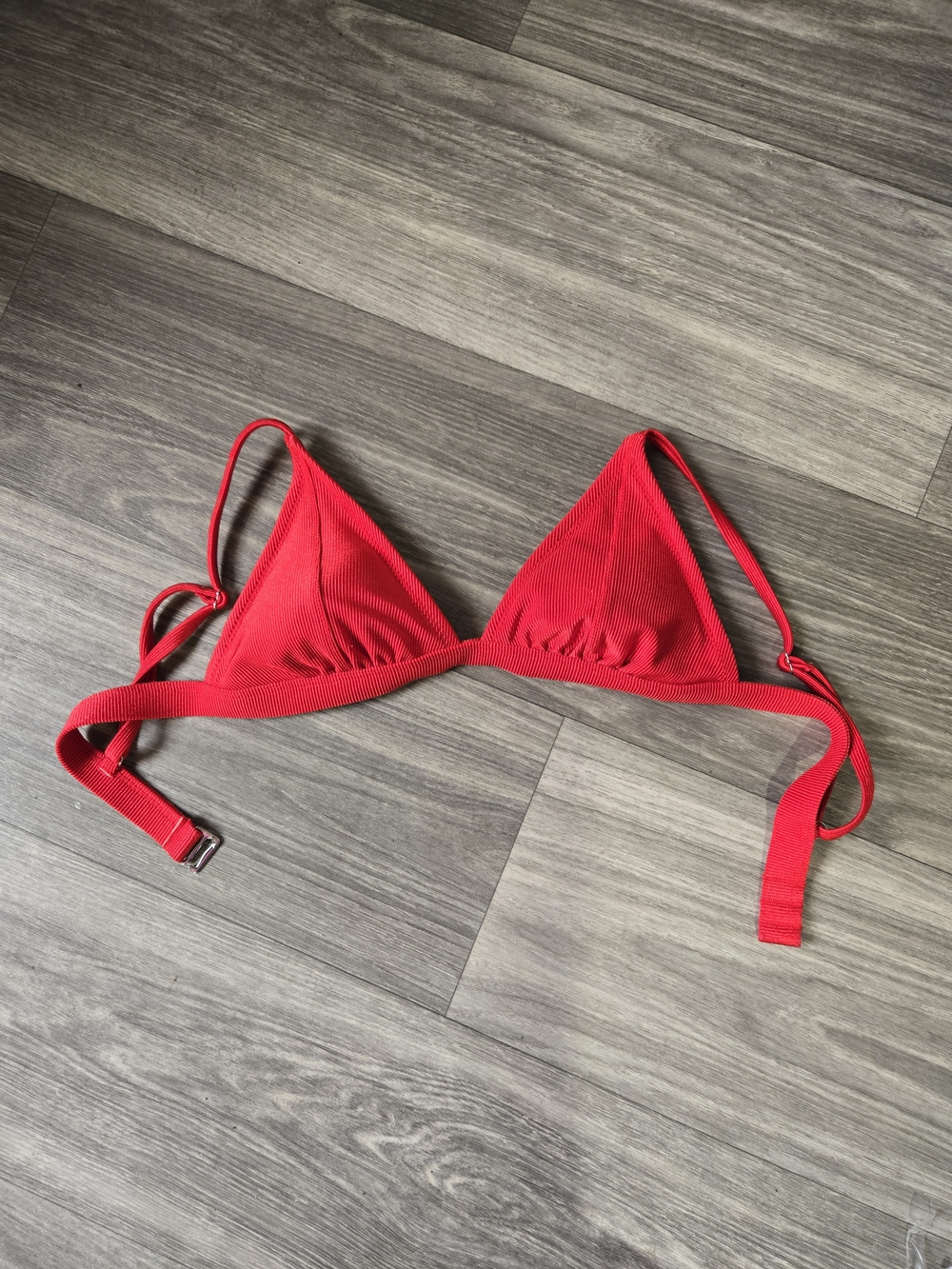 Wild Fable Classic Red Ribbed Triangle Bikini Top - Women Swim Size S